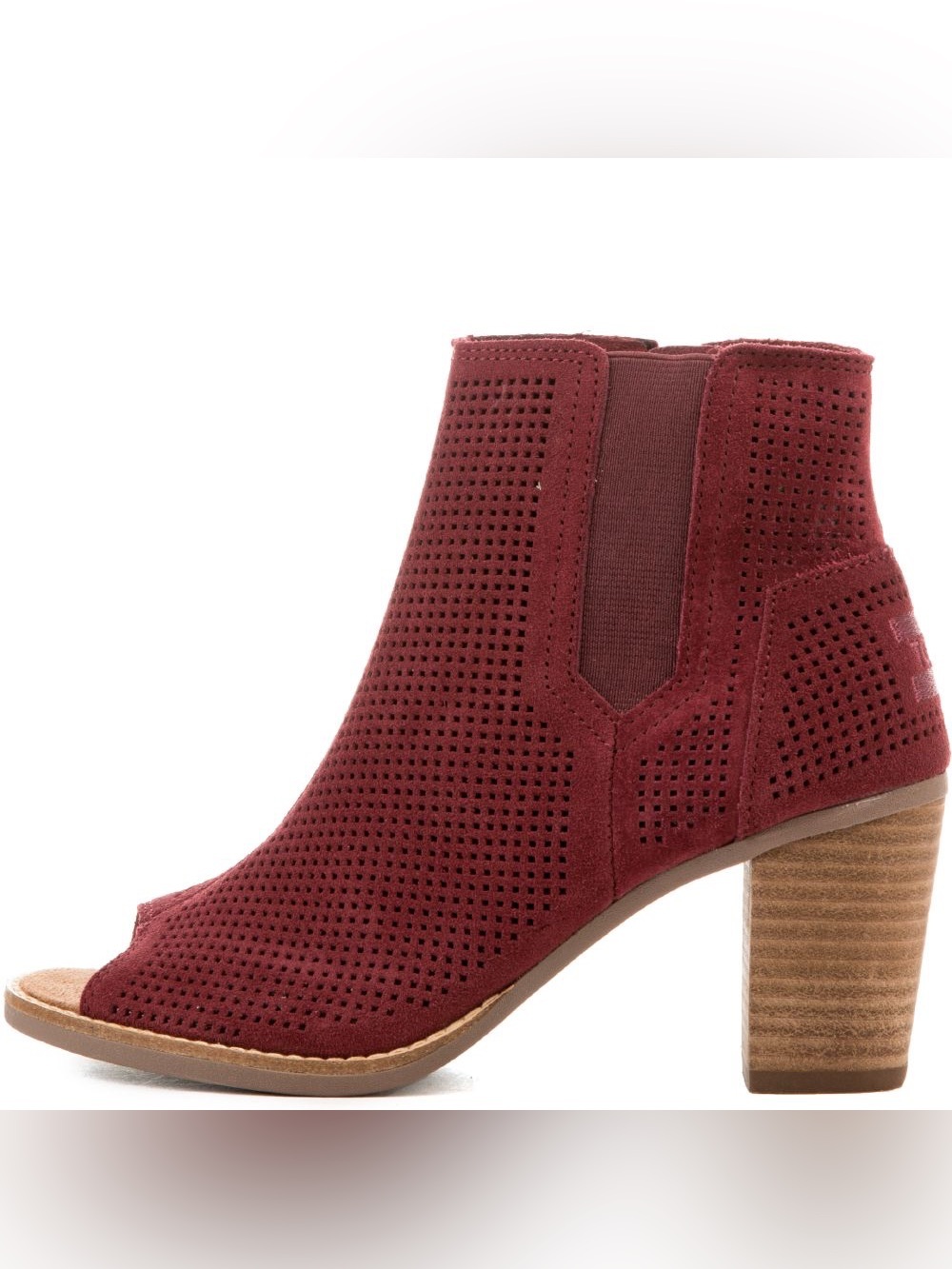 Tom’s Majorca Perforated Suede Peep Toe Booties